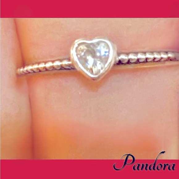 Pandora Heart Ring, Authentic, Sterling Silver, .5 Cubic Zirconium Stone, in Box - Picture 8 of 8